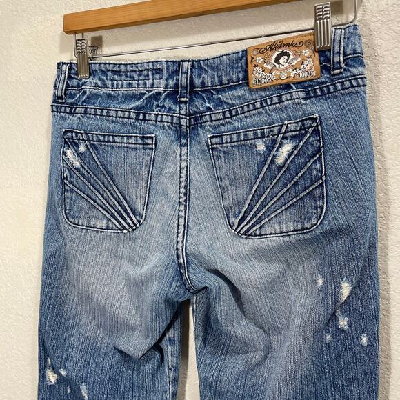 Vintage Y2K Akademiks AKDMKS Women's Distressed Sequin Low Rise Jeans- 30" Waist - Picture 5 of 12